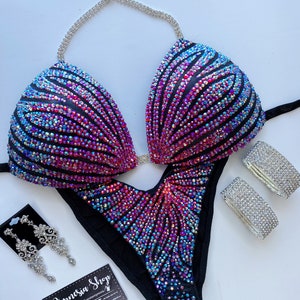 Competition Set - Rhinestone Fitness - NPC - IFBB - WBFF - Figure Competition Suit - Posing Suit - Sw Bodybuilding Suit - Posing Bikini