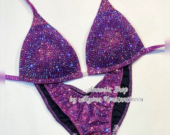 Competition Bikini Set - Rhinestone Fitness - NPC - IFBB - WBFF - Figure Competition Suit - Posing Suit - Sw Bikini Suit