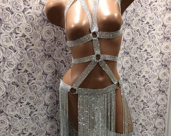 Women's Skirt, Belly Dance Skirt, Rhinestones Skirt, Rave Skirt, Dance Wear, Rave Clothing, Festival Clothing, Sexy Dress, Exotic Dancewear