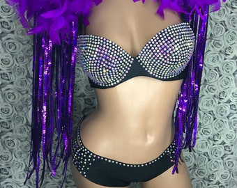 Exotic Dancewear, Sexy Costume Feathers, Sexy Set, Sexy Dress, Festival Clothing, Pole Dance, Rave Clothing, Party Dress, Fashion Clothing