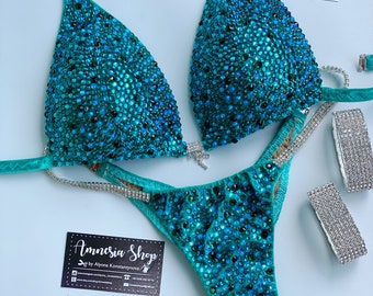 Competition Set - Rhinestone Fitness - NPC - IFBB - WBFF - Figure Competition Suit - Posing Suit - Sw Bodybuilding - Fitness Bikini