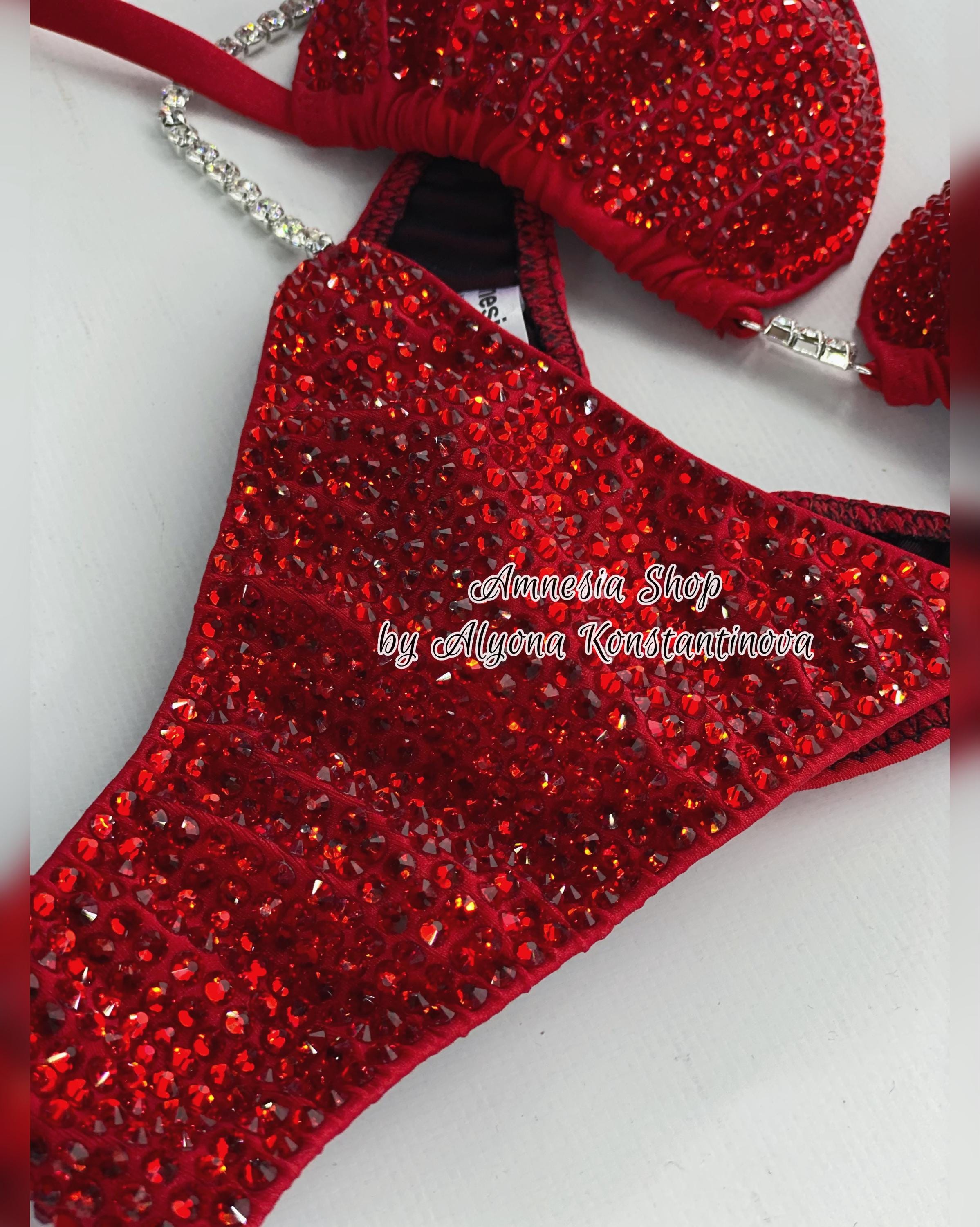 Red Bikini - NPC - Ifbb - Figure Competition Suit - Bodybuilding Bikini ...