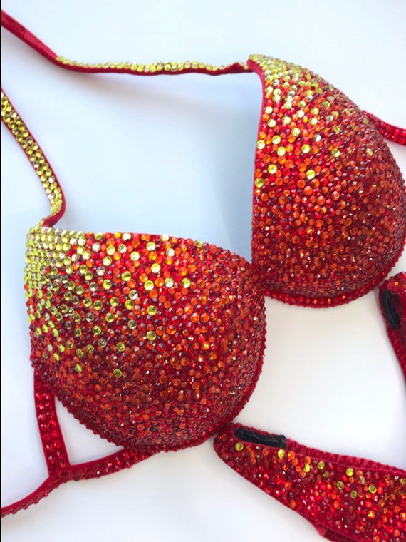 Briesje Regelmatig delicaat Red and Gold Fitness Bikini Competition Bikini Set - Etsy België