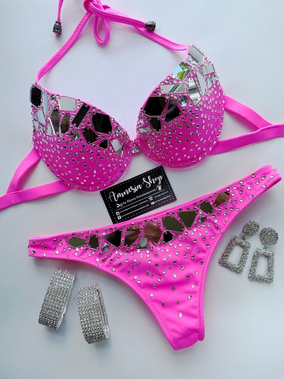 Two Piece Criss-Cross Neon Bra Set main image 1