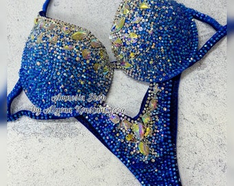 Competitie Bikini Set - Strass Fitness - NPC - IFBB - WBFF - Poseerpak - Strass Bikini Set - Wellness Bikini - Fitness Bikini
