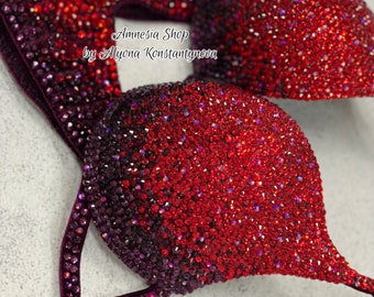 Red Bikini - Fitness Bikini - IFBB Competition Bikini - Crystal Competition Bikini Suit - Figure Bikini - Fitness Suit - Wellness Bikini