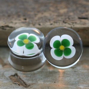 Flowers, Clear and Green Plugs or Orange