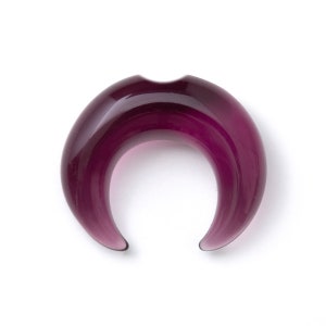 May include: Purple glass crescent moon shaped ear gauge plug.