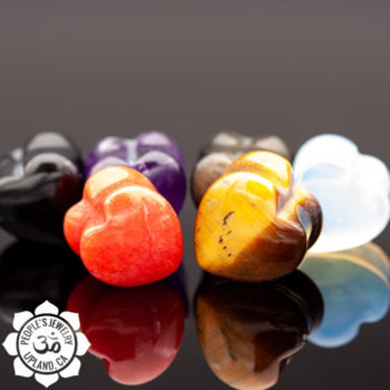 Peoples Jewelry - Double Flare Hearts Stone and Glass - Priced per pair