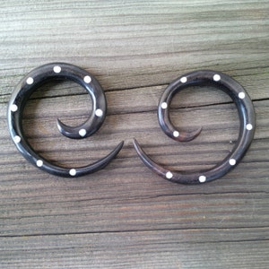 Wood and Bone inlays Spirals - priced per pair.