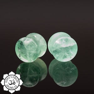 People&#39;s Jewelry - Green Fluorite Stone Double Flared Plugs - Priced per pair.