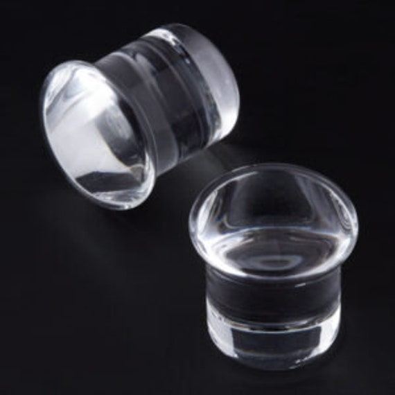 Single Flared Black Glass Ear Plug w. Clear O-Ring Single Flared Black Glass Ear Plug w. Clear O-Ring
