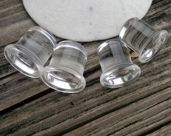 Peoples Jewelry - Crystal/Quartz Stone Single Flare and Double Flare Plugs - Priced per pair.