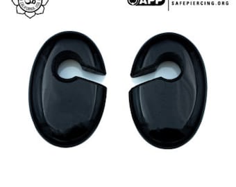 Peoples Jewelry - Ovoid Keyhole Weights - Onyx - priced per pair