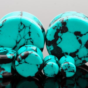 Synthetic Turquoise Stone. Double Flared