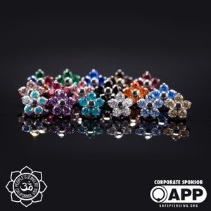 People's Jewelry - Threadless Flower End with 2mm Faceted Gems