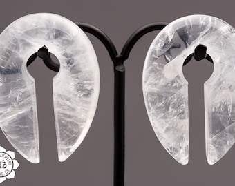 Cloudy Quartz Stone Keyholes - Priced per pair