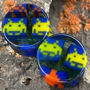 Gorilla Glass Double Flared SPACE INVADERS other colors to choose from
