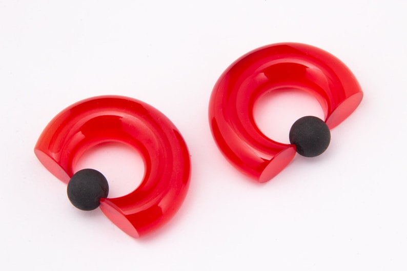 Gorilla Glass SIMPLE CAPTIVE BEAD taper Rings priced per pair Ruby