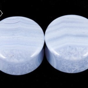 Joias Populares - Plugues de Pedra de Ágata de Renda Azul Dupla Redonda/Duplo Alargado
