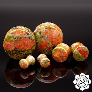 Peoples Jewelry - Unakite Stone. Double Flared Plugs - Priced per pair.