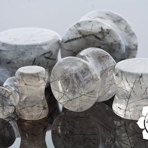 Peoples Jewelry - Double Flared Natural Tourmaline Stone Plugs - Priced per pair.