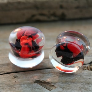 Glass, Red, Clear and Black Plugs - priced per pair