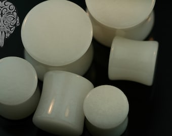 Flat Front White Jade Stone Double Flared