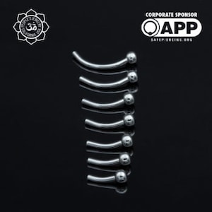 Peoples Jewelry - Threadless Titanium Fixed-Bead Curved Barbells – 16g/18g.