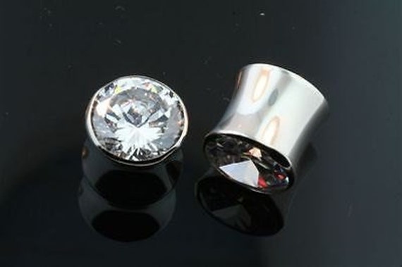 316L steel CZ plugs - priced per pair.