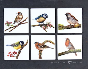 Garden birds coasters, Wildlife coaster, ceramic coaster, bird coasters, Art Coasters, beautiful coasters, animal coasters, bird gifts,