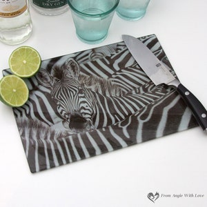 Zebra glass chopping board