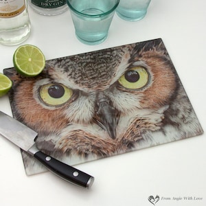 Owl glass chopping board