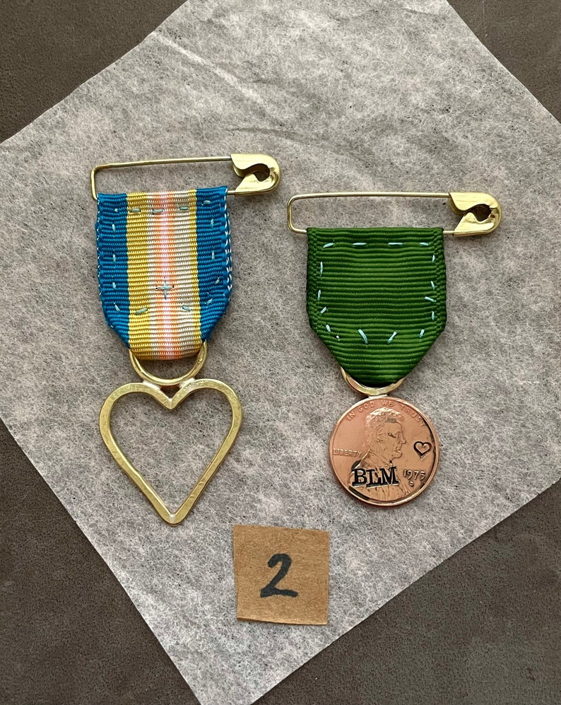 BOXED SET: love social justice medals smaller brass heart BLM penny pin unisex lapel pin love badge camille hempel design image 5