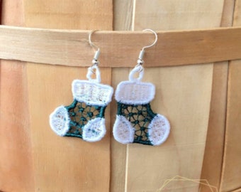 Green Stocking Lace Earrings