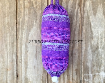 Purple Polka Dot Plastic Bag Holder