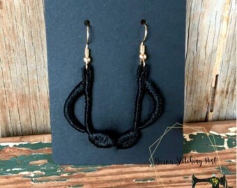 Embroidered Music Note Lace Earrings