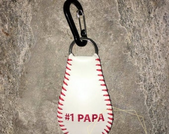 Number 1 Papa Baseball Keychain