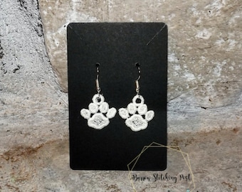 Small Paw Print UV Color Changing Lace Earrings