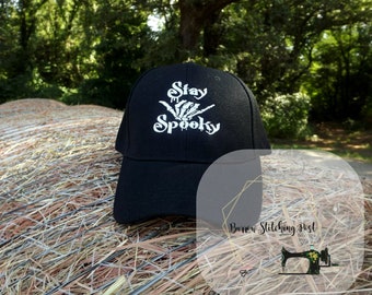 Black Stay Spooky Embroidered Baseball Cap