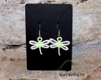 Small Dragon Fly UV Color Changing Lace Earrings