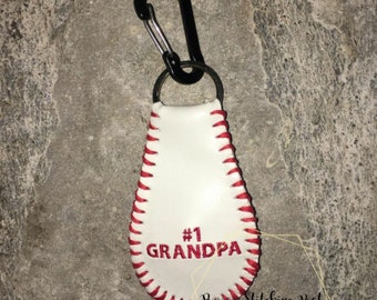 Number 1 Grandpa Baseball Keychain