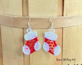 Embroidered Stockings Lace Earrings
