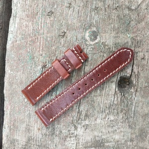 Leather Watch Strap, 20mm 22mm, 24mm Watch Strap, Tapered Watch strap, Men's Watch strap,Red Brown Watchband