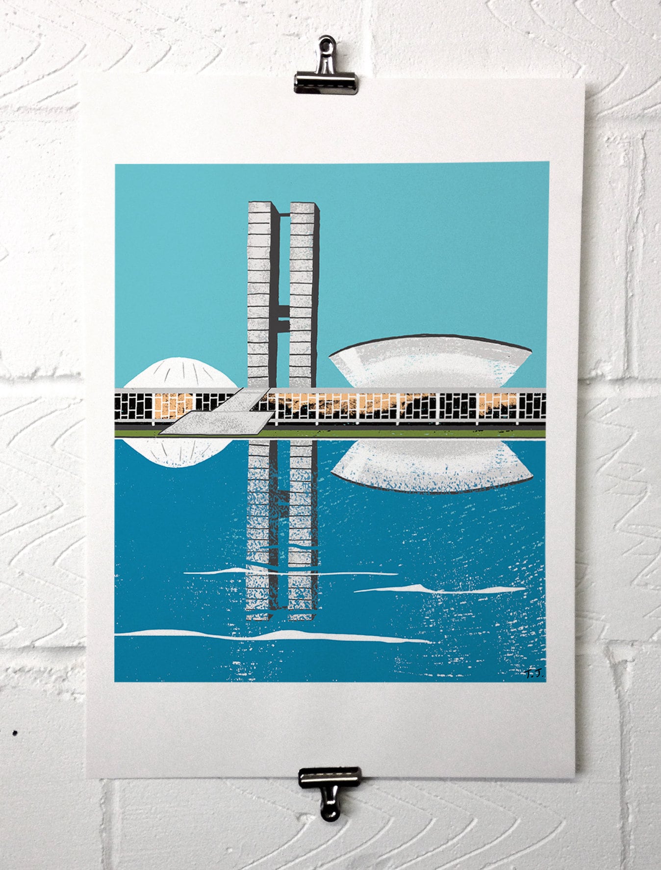 Brasilia Print Mid Century Architecture A3 Art Print. the Famous