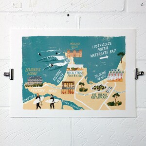 Newquay, Cornwall Landkarte A3 Print vom Illustrator Tom Jay