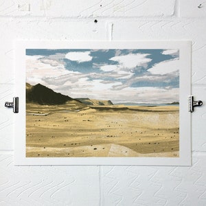 Patagonian Steppe landscape A3 Print by illustrator Tom Jay