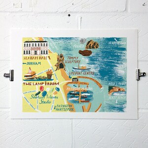 Seaham Landkarte A3 Print von dem Illustrator Tom Jay