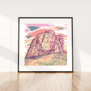 Haytor Dartmoor Kunstdruck. Das berühmte Devon Tor im Nationalpark von dem Illustrator Tom Jay