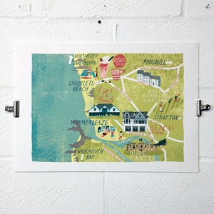 Bude Illustrierte Landkarte A3 von dem Illustrator Tom Jay